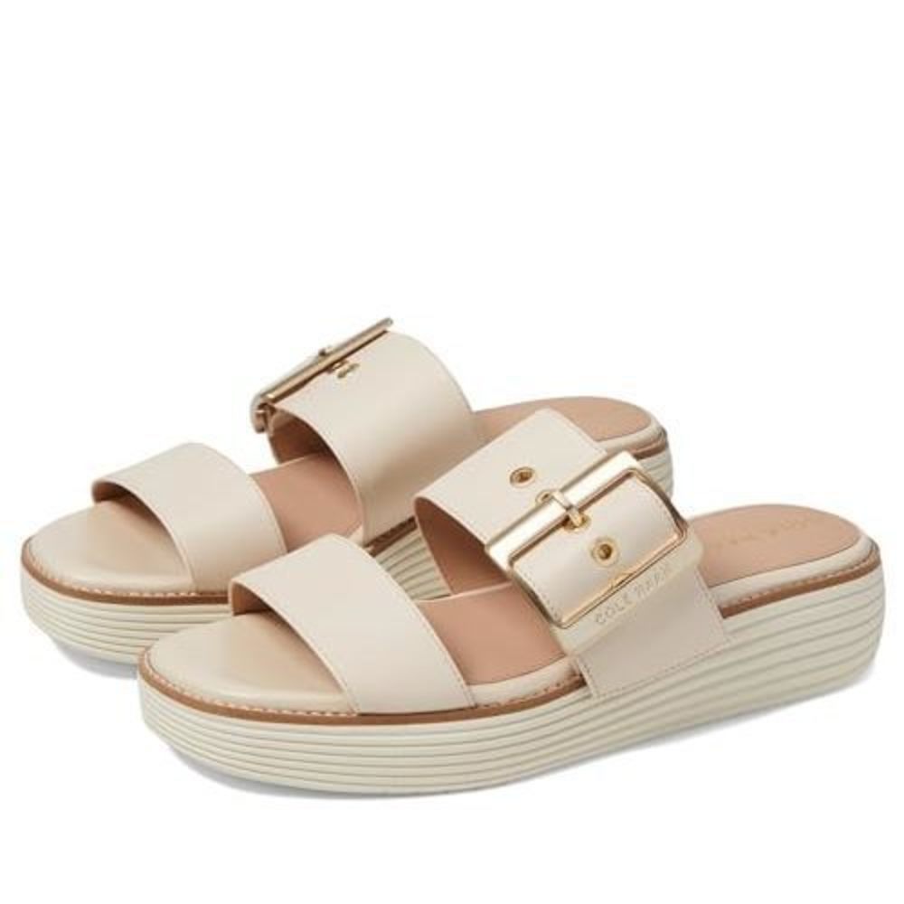 Cole Haan Women's Originalgrand Platform Slides Flat Sandal, Sandollar/Ivory, 9